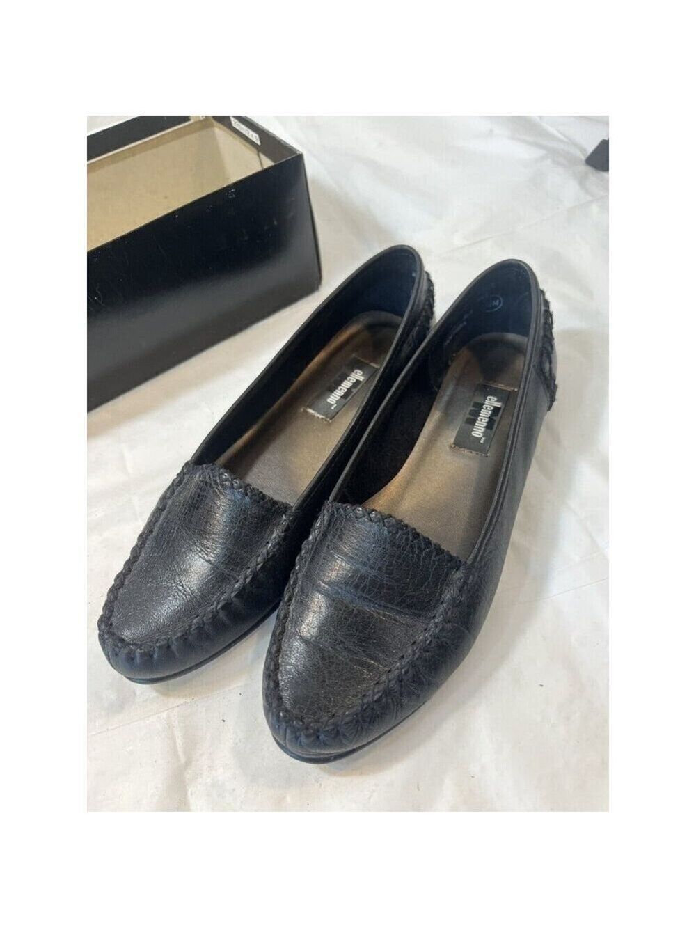 Ellemenno Black Leather  Loafers Flats Size 6.5 Manitoba